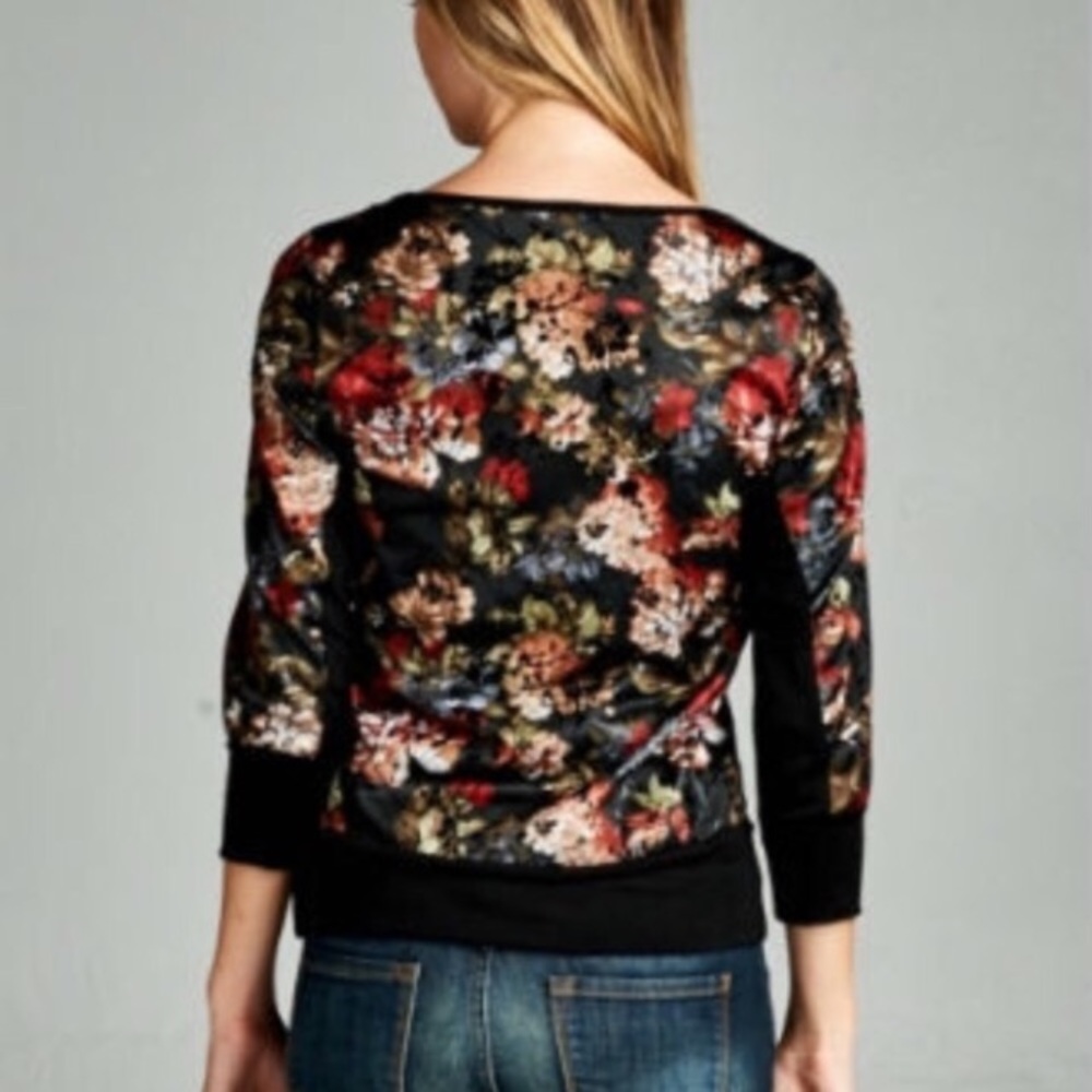 Floral print contrast top - Picture 3 of 4